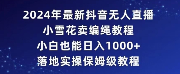 2024年抖音最新无人直播小雪花卖编绳项目，小白也能日入1000+落地实操保姆级教程【揭秘】-稀缺资源库