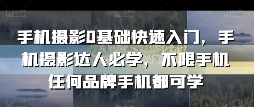 手机摄影0基础快速入门，手机摄影达人必学，不限手机任何品牌手机都可学-稀缺资源库