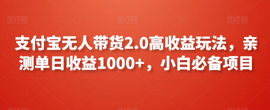 支付宝无人带货2.0高收益玩法，亲测单日收益1000+，小白必备项目【揭秘】-稀缺资源库