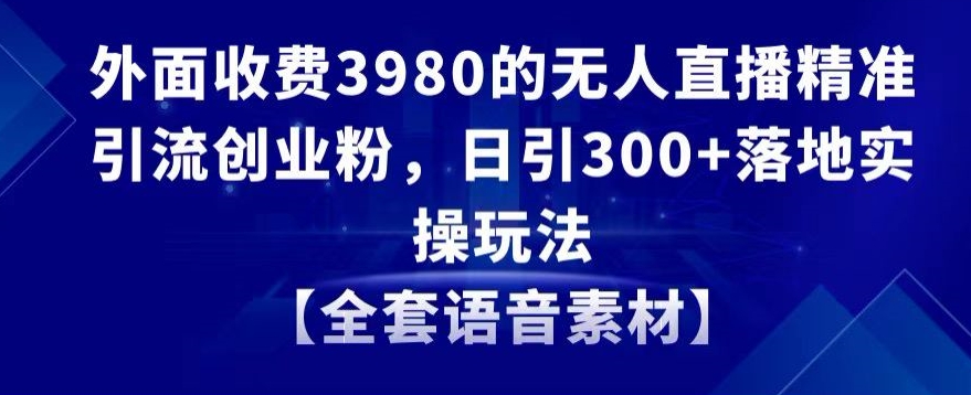 外面收费3980的无人直播精准引流创业粉，日引300+落地实操玩法【全套语音素材】【揭秘】-稀缺资源库