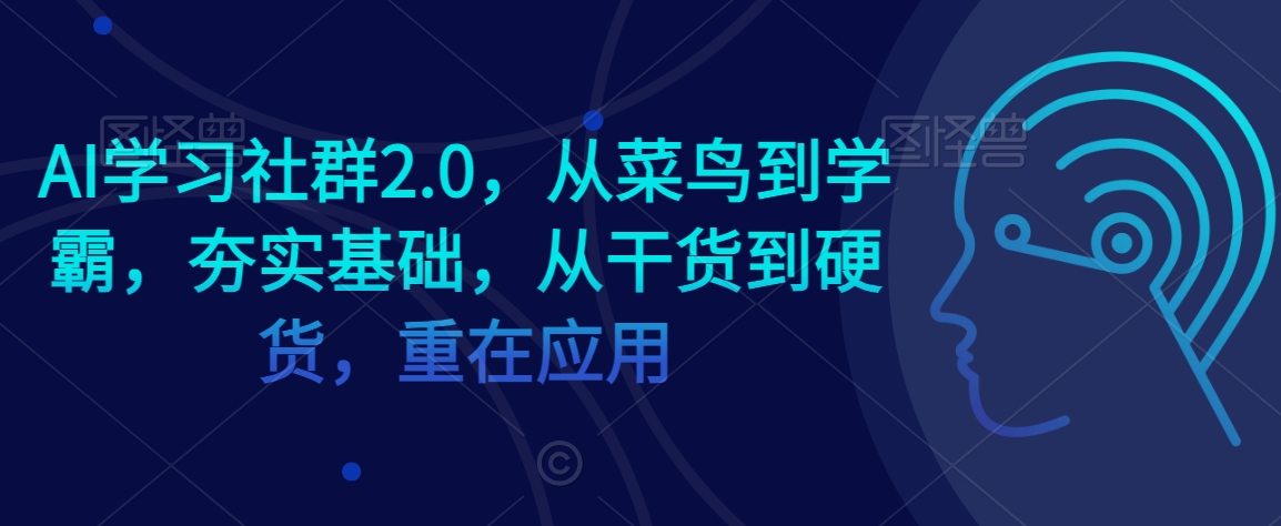 AI学习社群2.0，从菜鸟到学霸，夯实基础，从干货到硬货，重在应用-稀缺资源库