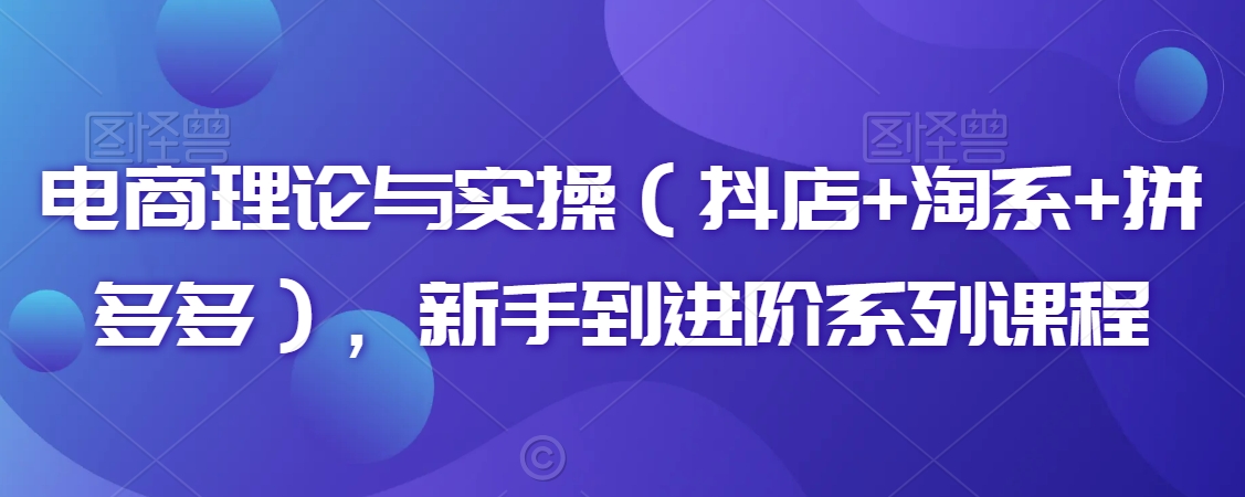 电商理论与实操（抖店+淘系+拼多多），新手到进阶系列课程-稀缺资源库