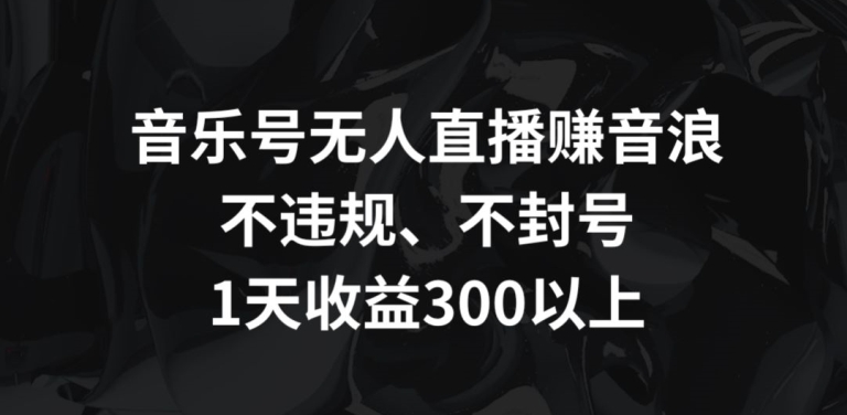 音乐号无人直播赚音浪，不违规、不封号，1天收益300+【揭秘】-稀缺资源库