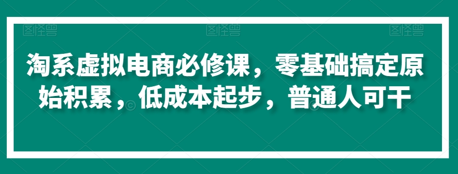 淘系虚拟电商必修课，零基础搞定原始积累，低成本起步，普通人可干-稀缺资源库