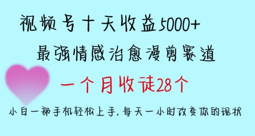 十天收益5000+，多平台捞金，视频号情感治愈漫剪，一个月收徒28个，小白一部手机轻松上手【揭秘】-稀缺资源库