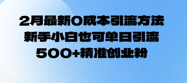 2月最新0成本引流方法，新手小白也可单日引流500+精准创业粉-稀缺资源库