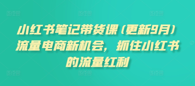 小红书笔记带货课(更新25年2月)流量电商新机会，抓住小红书的流量红利-稀缺资源库
