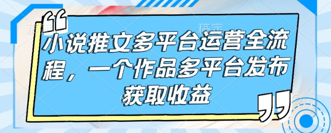 小说推文多平台运营全流程，一个作品多平台发布获取收益-稀缺资源库
