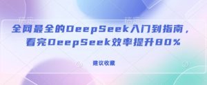 全网最全的DeepSeek入门到指南,看完DeepSeek效率提升80%(建议收藏)-稀缺资源库