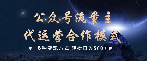 公众号流量主代运营  多种变现方式 轻松日入5张【揭秘】-稀缺资源库