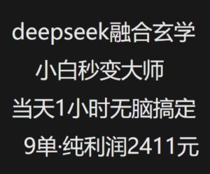 抖音小红书deepseek融合玄学，纯小白秒变大师，当天1小时无脑搞定9单，纯利润上千-稀缺资源库
