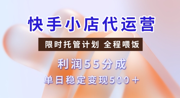 快手小店代运营3.0，模式新升级，收益55分，稳定单日5张【揭秘】-稀缺资源库