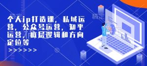 个人ip打造课,私域运营,公众号运营,知乎运营,底层逻辑和方向定位等-稀缺资源库