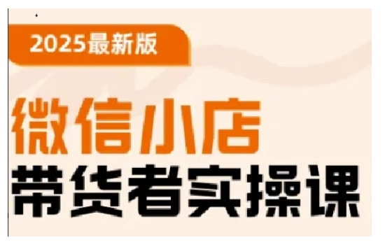 2025最新版微信小店带货者实操课，基础操作到高级运营技巧，快速上手-稀缺资源库