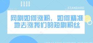 网剧如何涨粉,如何精准地去涨我们的短剧粉丝-稀缺资源库