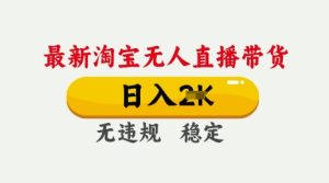 25年3月淘宝无人直播带货,日入多张,不违规不封号,独家技术,操作简单【揭秘】-稀缺资源库