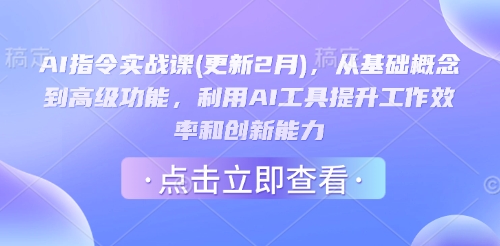 AI指令实战课(更新2月)，从基础概念到高级功能，利用AI工具提升工作效率和创新能力-稀缺资源库