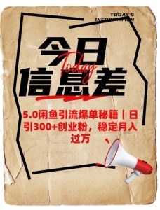 5.0闲鱼引流爆单秘籍，日引300+创业粉，稳定月入过W-稀缺资源库