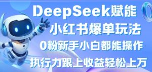 DeepSeek赋能小红书爆单玩法0粉新手小白都能操作,执行力跟上收益轻松上W,懒人勿做-稀缺资源库