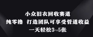 小众旧衣回收赛道,纯零撸 打造团队可享受管道收益,一天轻松3张-稀缺资源库