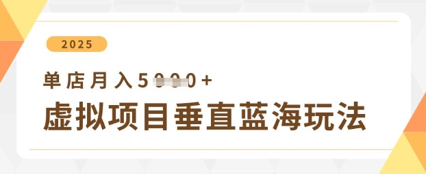 虚拟项目垂直玩法，实现单店月入5k+-稀缺资源库