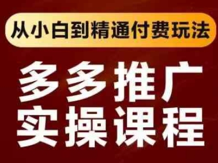 拼多多推广实操课程，从小白到精通付费玩法-稀缺资源库