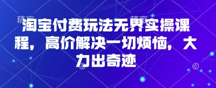 淘宝付费玩法无界实操课程，高价解决一切烦恼，大力出奇迹-稀缺资源库