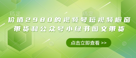 价值2980的视频号短视频橱窗带货和公众号小绿书图文带货-稀缺资源库