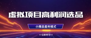 虚拟项目高利润选品方法,做好单店利润1W+,可多店倍增利润-稀缺资源库