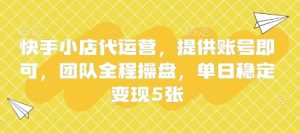 快手小店代运营,提供账号即可,团队全程操盘,单日稳定变现5张【揭秘】-稀缺资源库