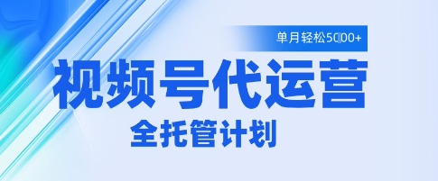 视频号代运营2.0，全程托管招募，单月轻松变现5k【揭秘】-稀缺资源库
