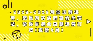 2023-2025淘宝店群运营,聚焦淘系店群高客单玩法,帮你掌握全周期运营打法(更新4月)-稀缺资源库