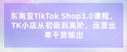 东南亚TikTok Shop3.0课程，TK小店​从初级到高阶，运营出单干货输出-稀缺资源库