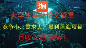 大学生毕业论文查重,暴利蓝海项目,月收入过1W+-稀缺资源库