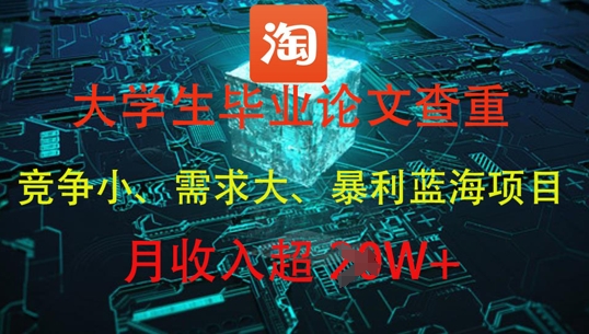 大学生毕业论文查重，暴利蓝海项目，月收入过1W+-稀缺资源库