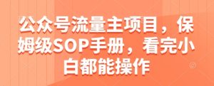 公众号流量主项目,保姆级SOP手册,看完小白都能操作-稀缺资源库