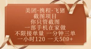 飞猪美团截图项目,你只管截图,一部手机在家做,正规平台无套路,一天5张+【揭秘】-稀缺资源库