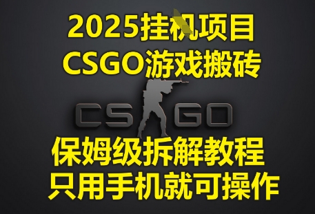 2025挂G项目，CSGO游戏搬砖，保姆级拆解教程，只用手机就可操作【揭秘】-稀缺资源库