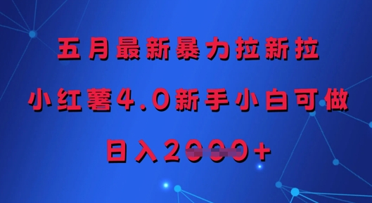 五月最新暴力拉新拉，小红薯4.0新手小白可做，日入多张-稀缺资源库
