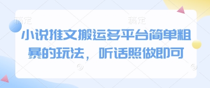 小说推文搬运多平台简单粗暴的玩法，听话照做即可-稀缺资源库