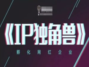 IP独角兽,孵化网红企业,ip教程-稀缺资源库