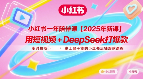 小红书一年陪伴课【2025年新课】，用短视频+deepSeek打爆款，史上最干货的小红书店铺爆款课程-稀缺资源库