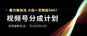 视频号分成计划,全网最暴力玩法,新手一天也能轻松5张+-稀缺资源库
