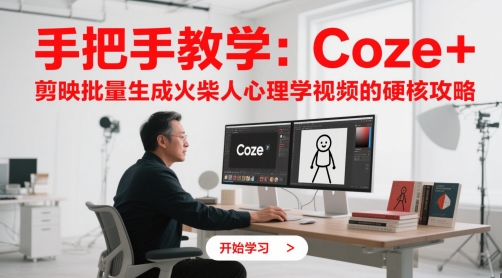 手把手教学：Coze + 剪映批量生成火柴人心理学视频的硬核攻略-稀缺资源库