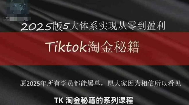 TikTok跨境2025淘金秘籍，​2025TikTok从0到盈利变现-稀缺资源库