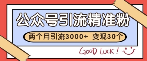 公众号精准粉引流玩法，2个月3000+精准粉，变现30个W【揭秘】-稀缺资源库