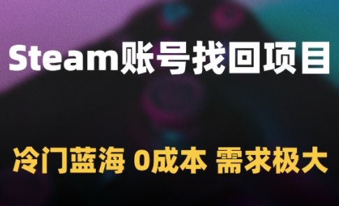 Steam账号找回项目，冷门蓝海，0成本，需求极大-稀缺资源库