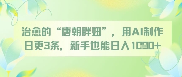 治愈的“唐朝胖妞”，用AI制作日更3条，新手也能日入多张-稀缺资源库