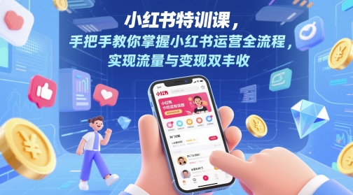 小红书特训课，手把手教你掌握小红书运营全流程，实现流量与变现双丰收-稀缺资源库