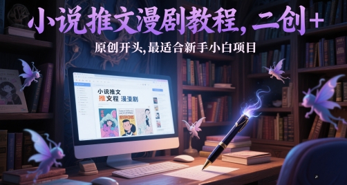 小说推文漫剧教程，二创+原创开头，最适合新手小白项目-稀缺资源库